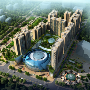 鄭州最優(yōu) 高層寫字樓鳥瞰圖設計