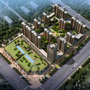 鄭州最優(yōu) 高層小區(qū)鳥瞰圖設計